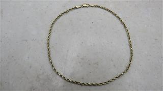 14K Rope Chain Bracelet Yellow Gold 10.5